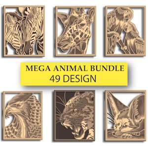 Mega Bundle Animal svg / fichier SVG multicouche / fichier CNC / Bundle découpé au laser / chien svg