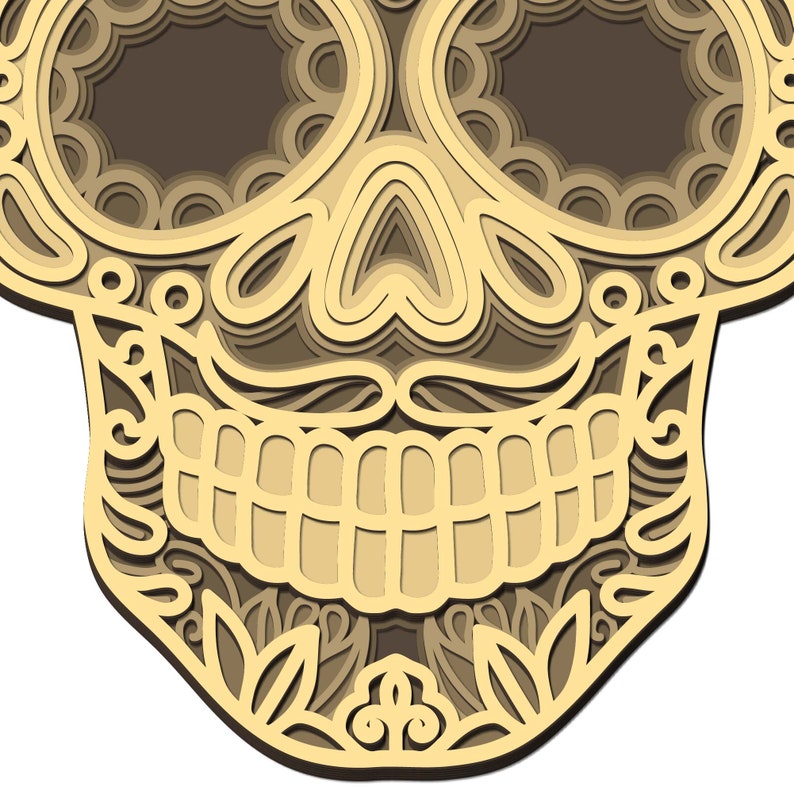 Download Sugar Skull 3D layered SVG Digital file Sugar Skull ...