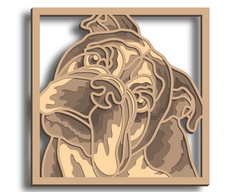 English Bulldog Multilayer SVG, Digital file English Bulldog laser file, File for paper cutting, DXF, English Bulldog wall art
