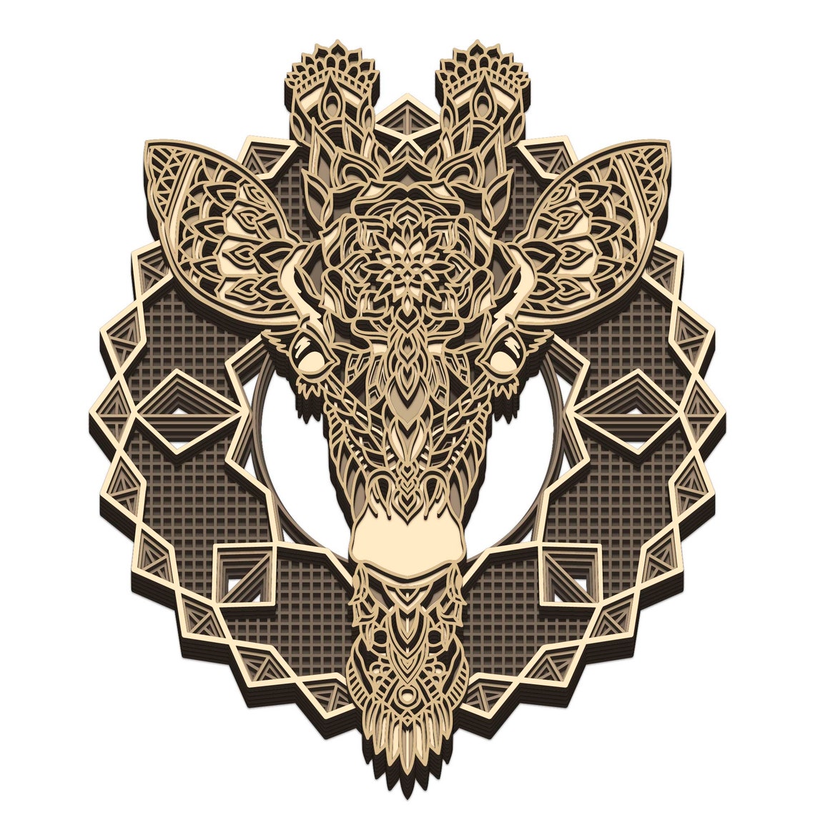 Download Giraffe Mandala 3D layered SVG Digital file Giraffe ...