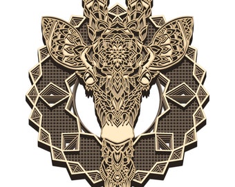 Giraffe Multilayer SVG, Digital file Giraffe Mandala 3D for cutting plywood, File for paper cutting, DXF, PNG, Giraffe 3D