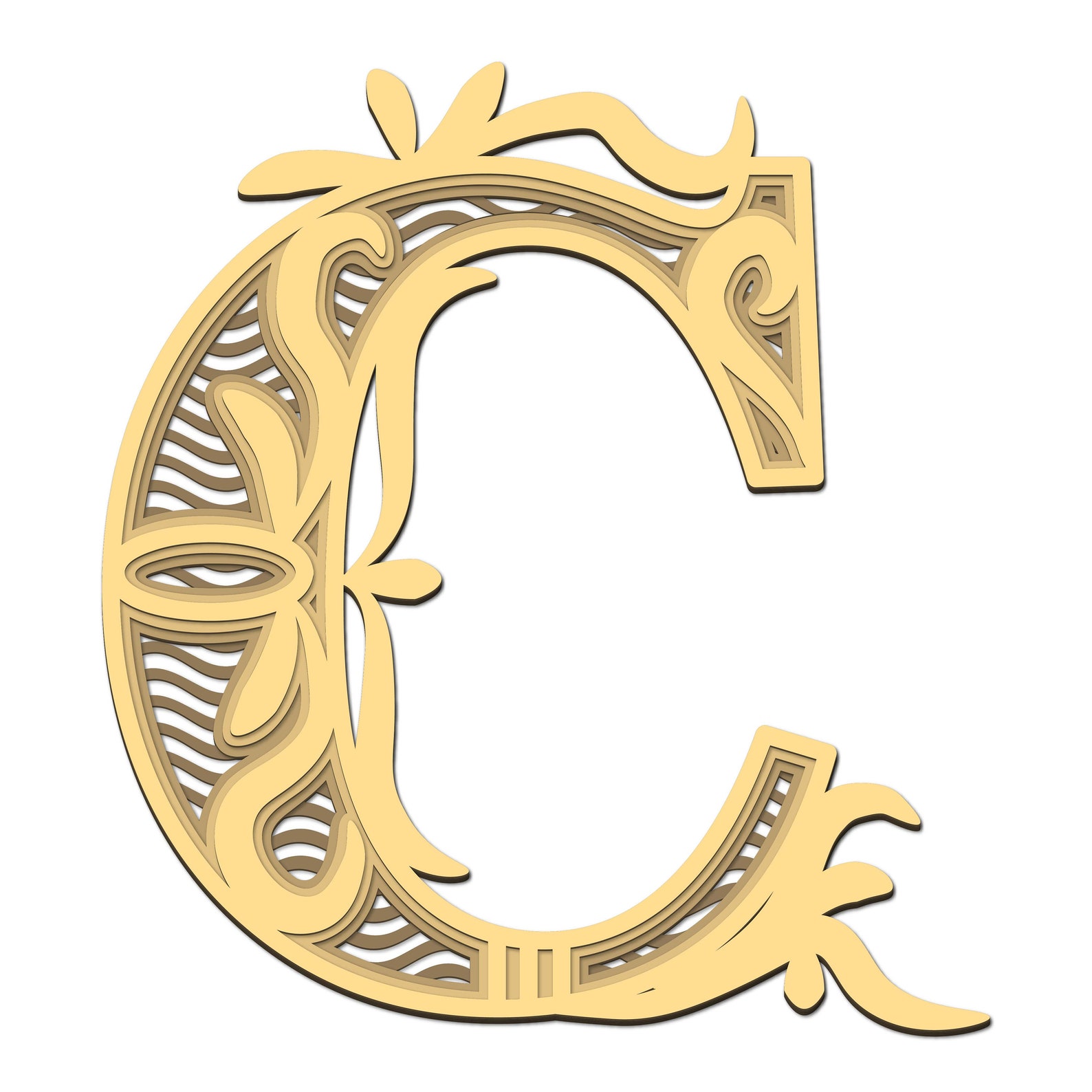 Letter C 3D layered SVG Digital file Letters C 3D layered for Etsy