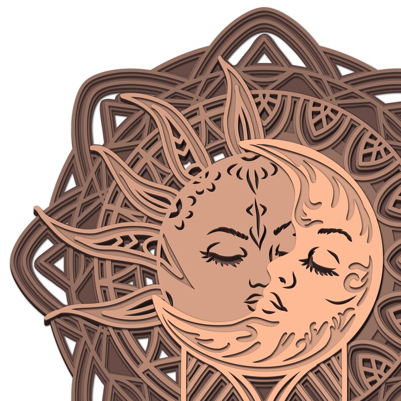 Download Moon Sun Mandala 3D layered SVG Digital file Moon Sun ...