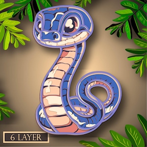 Serpent multicouche SVG, fichier numérique Serpent 3D pour couper le contreplaqué, fichier pour la découpe de papier, DXF, calque 3D serpent