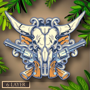 Skull Cow Multilayer SVG, Digital file Skull Cow Mandala 3D for cutting plywood, File for paper cutting, Dxf, Cow Mandala 3D layer