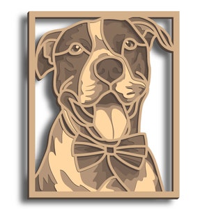 Pit Bull Multilayer SVG, Digital file Pit Bull laser file, File for paper cutting, DXF, Pit Bull wall art