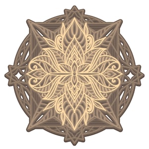 Multilayer SVG, Digital file Mandala 3D for cutting plywood, File for paper cutting, DXF, PNG, Dxf, Mandala 3D