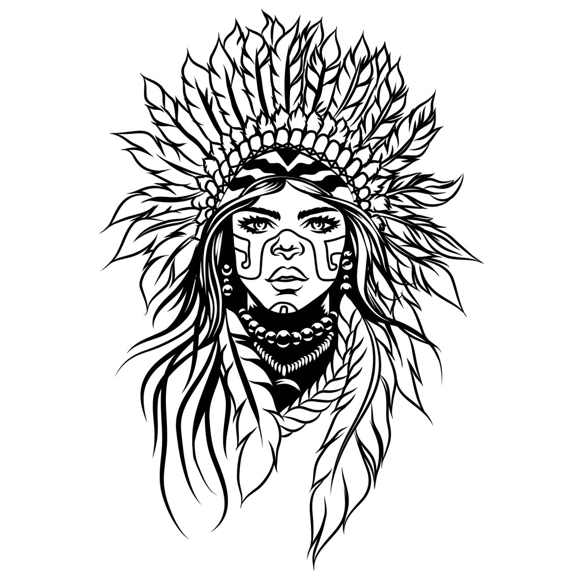 American Native Girl American Native Printable American Etsy