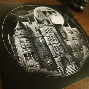 Haunted House Print, Gothic, Dark, Mansion, Forbidden , Horror , Castle