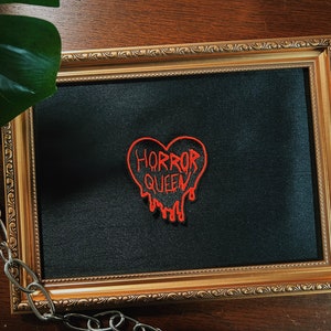 Horror Queen Embroidery Jacket Patches, Battle Jacket, Horror, Scary, Gothic , Halloween Accessories Dark Cottage Core.