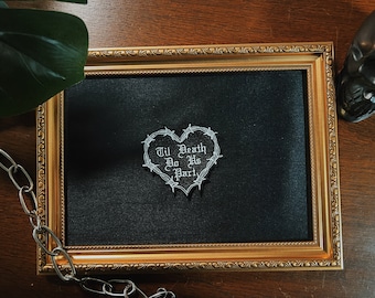 Til Death Do Us Part Barbed Heart Embroidery Jacket Patches, Battle Jacket, Horror, Scary, sayings, Emo, Gothic , Punk, Darkcore