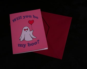 Will You Be My Boo? Valentines Card Scary Cute Ghosties Ghouls Gothic Dark Romance Horror, Alternative, Spooky