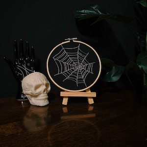 Damien&#39;s Web - Spider Web Embroidery , Spiderweb, Spooky , Gallery wall , Gothic , Dark , Horror , Arachnids , Creepy, Stitch , Needlework