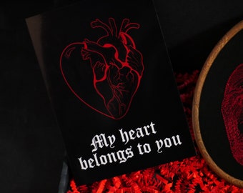 Anatomical Heart Valentines Card Gothic Dark Romance, Alternative Spooky