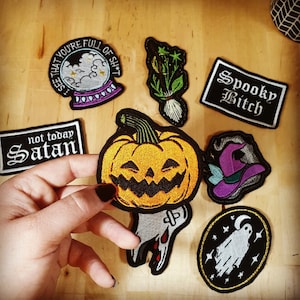 Pumpkin Patch Embroidery Jacket Patches, Battle Jacket, Pumpkin Accessories, halloween patch, spooky patch, spooky accessories