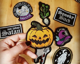 Pumpkin Patch Embroidery Jacket Patches, Battle Jacket, Pumpkin Accessories, halloween patch, spooky patch, spooky accessories