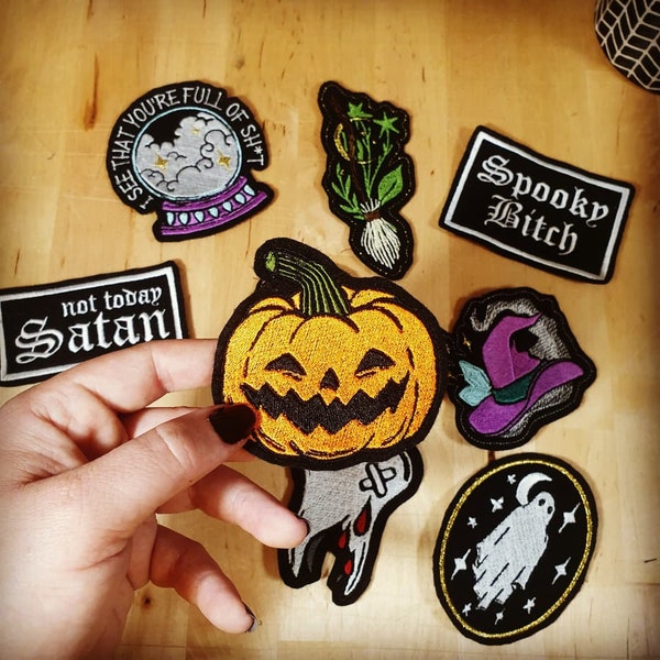 Patchs de veste de broderie Pumpkin Patch, Battle Jacket, Accessoires de citrouille, patch d’Halloween, patch effrayant, accessoires effrayants