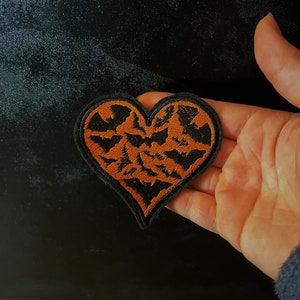 Bat Heart Patch Embroidery Jacket Patches, Battle Jacket, Halloween Accessories, witchy, gothic, horror, spooky