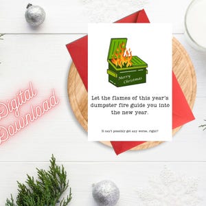 Weihnachtskarte / Lustig / Müllcontainer Feuer / 5x7