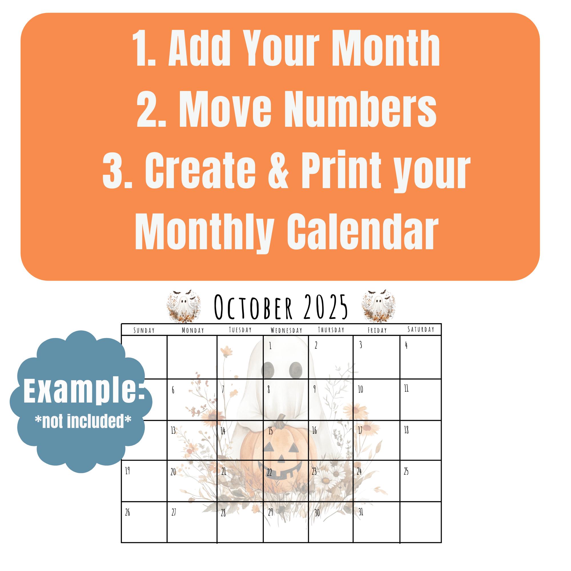 Editable Calendar Grid Template: Transparent PNG, PDF, SVG - Etsy