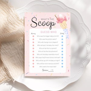 Ice Cream Baby Shower Game: Mom or Dad - Gender Reveal (Canva Template, Digital Download)