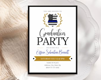 Police Academy Graduation Invitation: Customizable Canva Template (Digital Download)