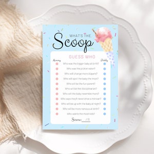 Ice Cream Gender Reveal Game: &#39;What&#39;s the Scoop&#39; Baby Shower (Canva Template)