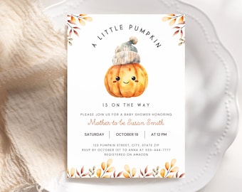 Little Pumpkin Baby Shower Invitation: Autumn Leaves Theme (DIY Canva Template)