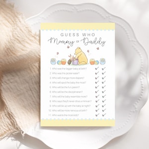 Winnie the Pooh Baby Shower Game: Mommy or Daddy (Digital File)