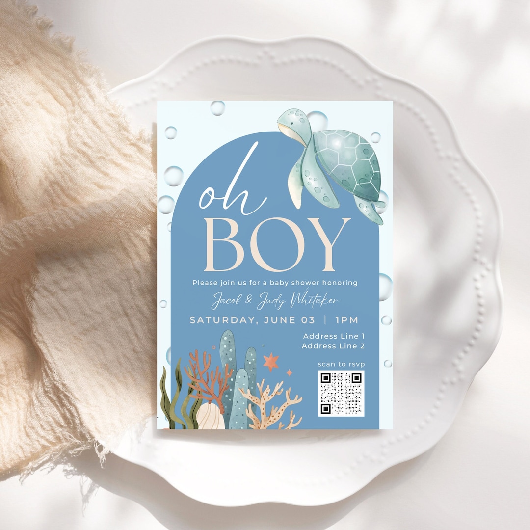 Ocean Baby Shower Invitation, Baby Shower Invitation Template, Oh Boy ...