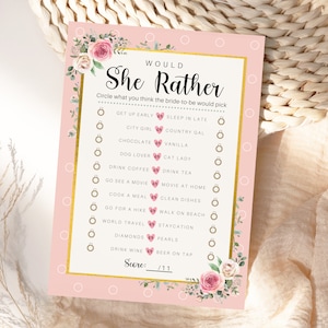 Would She Rather Bridal Shower Game, He Said She Said, Wedding Shower Games, Editable  Template, Bachelorette Games, Engagement Party Games