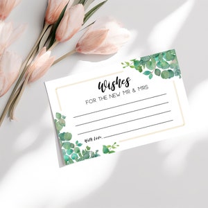 PRINTED Greenery Bridal Shower Advice Cards, Advice Card Wedding, Well Wishes Cards, Advice for the soon to be Mrs, Greenery Bridal Shower