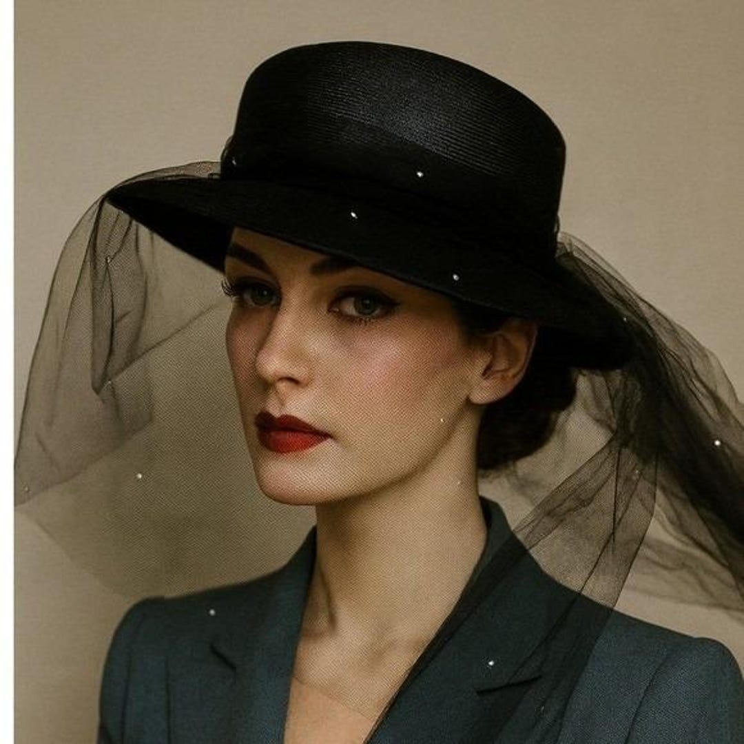 Adolfo II Paris New York Black Straw Fascinator Veil  display picture 1