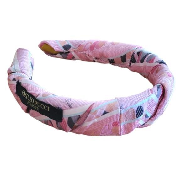 Emilio Pucci Green and Pink Patterned Hairband / Headband Emilio Pucci | Accessories | Emilio Pucci Geometric  main image 4