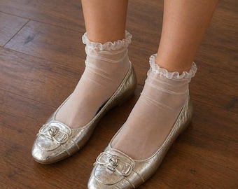 Via Spiga Vintage Silver Metallic Leather Ballet Flats Knotted Bow Size 7