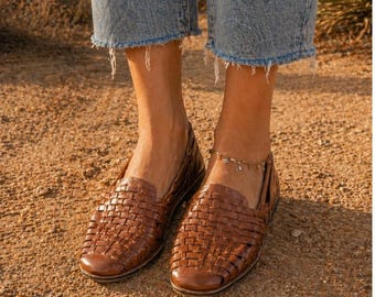 Sunsteps Vintage Tan Brown Hand Woven Leather Huarache Sandals Size 8