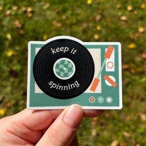 Keep It Spinning vinylplaten draaitafel Retro Vintage Music Lover 3 inch vinyl weerbestendige sticker