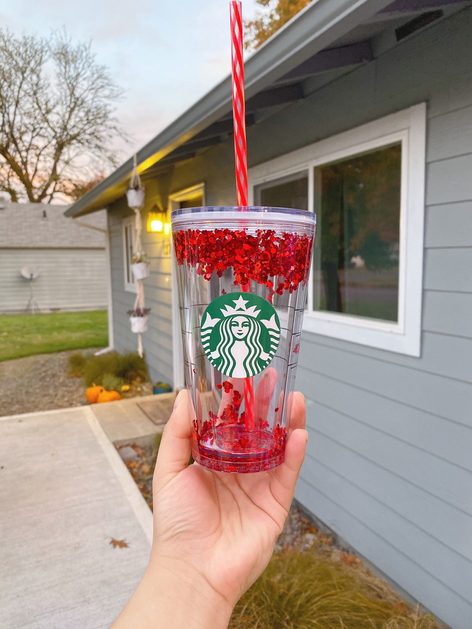 Starbucks Red Floating Glitter Tumbler Etsy