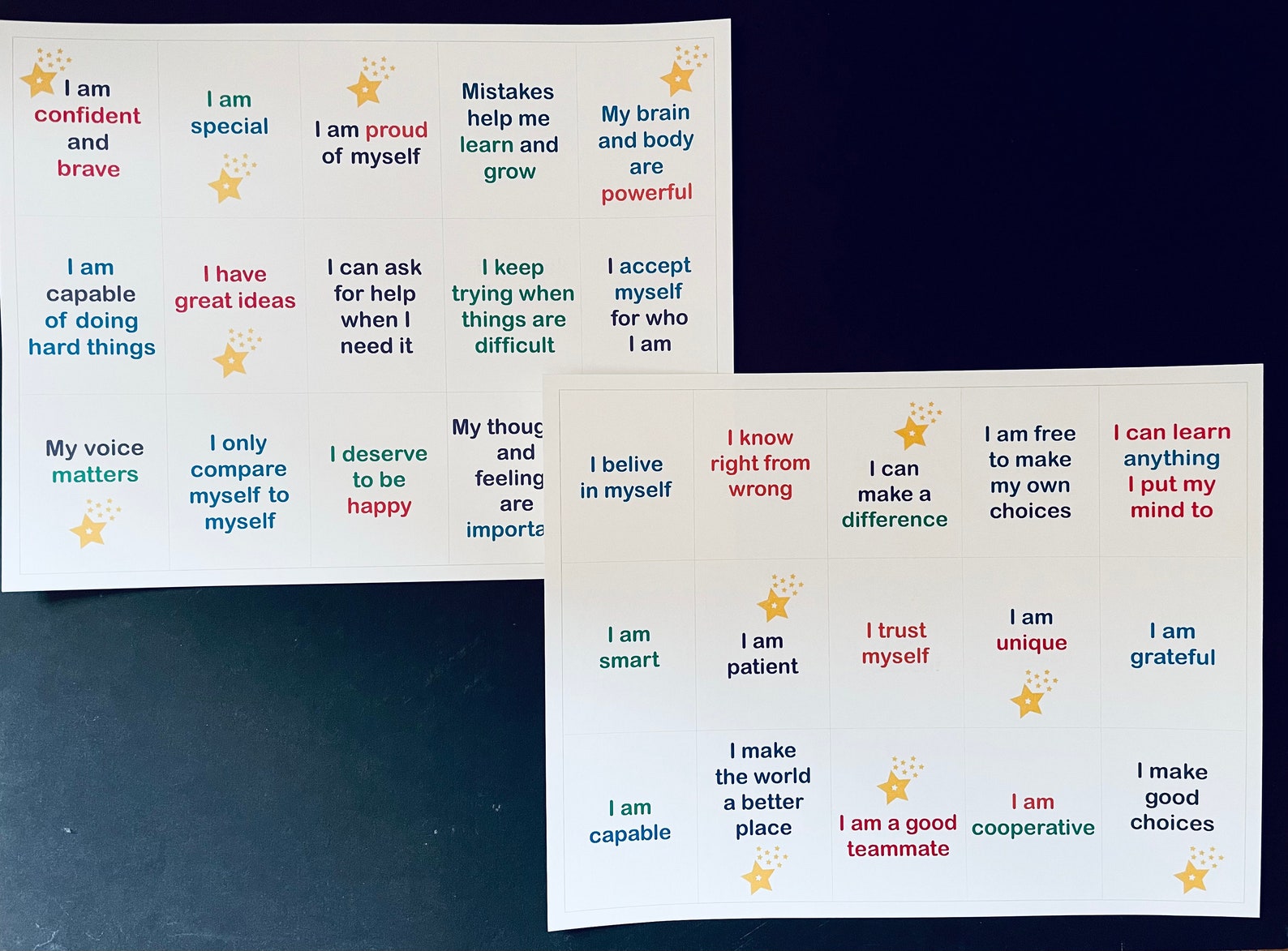 PRINTABLE Set of 30 Positive Affirmation Cards for KIDS - Color - Etsy