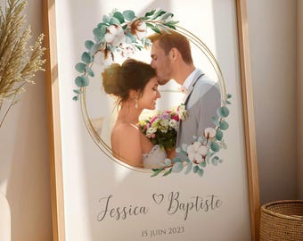 Personalized Couple Poster for Cotton Wedding Anniversary – Photo, Names & Wedding Date