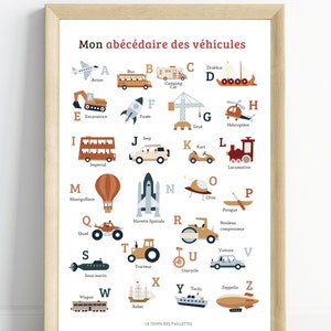 Affiche abécédaire des véhicules - déco enfant  - Cadeaux personnalisés - nursery wall decor boy  - Cadeaux d'anniversaire