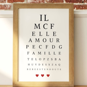 Affiche annonce grossesse Test de vue - Message test d'acuité - "bébé est en route" texte personnalisable