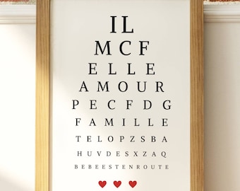 Affiche annonce grossesse Test de vue - Message test d'acuité - "bébé est en route" texte personnalisable