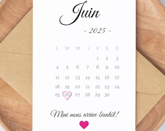 Carte Calendrier d'Annonce de Grossesse | Mini Nous Arrive Bientôt | Annonce de Grossesse Originale | Carte Annonce Grossesse