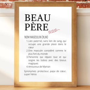 Affiche Définition Beau Père - Cadre BAP - Cadeau beau-père personnalisé - Idée cadeau fête des pères