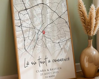 Personalized Meeting Place Map Poster for Couples. Christmas Gift for Men and Women. City Poster "Where it all began"
