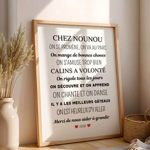 Affiche Chez Nounou Personnalisée – Cadeau pour Nounou – Idée Cadeau Assistante Maternelle – Merci Nounou