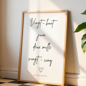 Affiche Couple Personnalisée avec Date écrite et prénoms