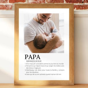 Affiche Papa personnalisée avec photos , cadeau fête des pères, affiche papa définition, cadeau pour papa