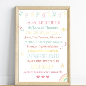 Affiche salle de jeux enfant - Affiche de Naissance - Cadeaux personnalisés - Décoration Salle de jeux  - Déco enfant